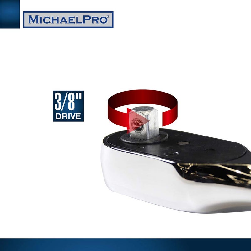 MichaelPro MICHAEL PRO MichaelPro MP001004 3/8 Inch Drive Ratchet Wrench Handle - Socket Change with 48 Tooth Durable Reversible Design - Pull Back Dual Action for Fast Removal or Fastener- 350 mm - Image 4